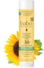 Babo Botanicals SPF 30 Fragrance Free Clear Zinc Sport Stick 0.6 Ounce
