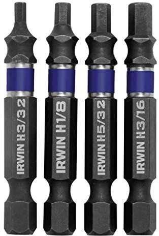 IRWIN Tools 1902389 Impact Performance Series Screwdriver Power Bits, Assorted Hex, 2-Inch Length, 4-Piece