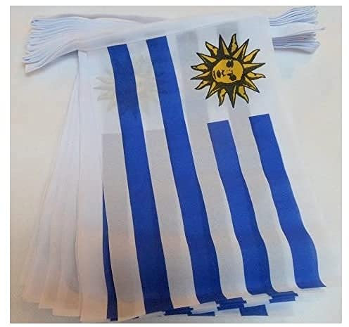 AZ FLAG Guirnalda 6 Metros, 20 Banderas de Uruguay 21x15 cm, Bandera Uruguaya 15 x 21 cm - Banderines