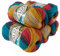 500g Strick-Garn ALIZE BURCUM Batik Strick-Wolle Handstrickgarn, Farbe wählbar, Farbe:4340 blau-rot-terracotta-gelb