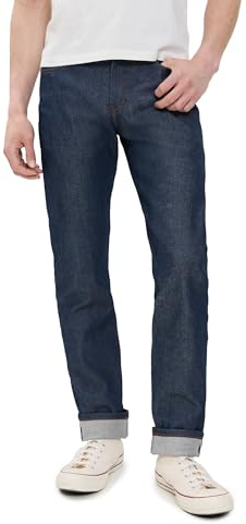 Naked & Famous Denim Men's Weirdguy Tapered Fit Jean in Natural Indigo Selvedge, Natural Indigo Selvedge, 32