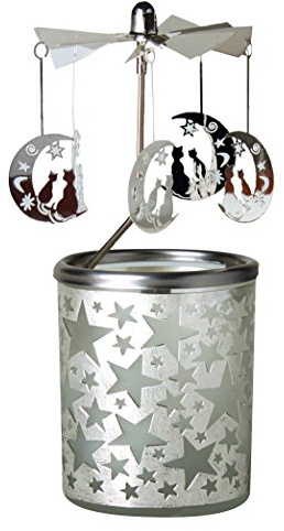 Kerzenfarm Half Moon Rotary Karussell für Teelichter, Metall und Glas, Silber, 16,5 cm hoch