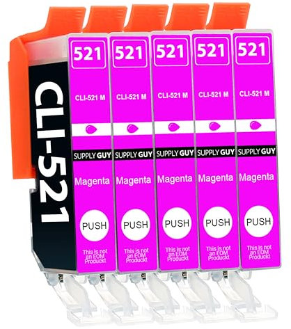 Supply Guy 5 Druckerpatronen mit Chip kompatibel mit Canon CLI-521 Magenta für Canon Pixma IP3600 IP4600 IP4700 MP540 MP550 MP560 MP620 MP630 MP640 MP980 MP990 MX860 MX870
