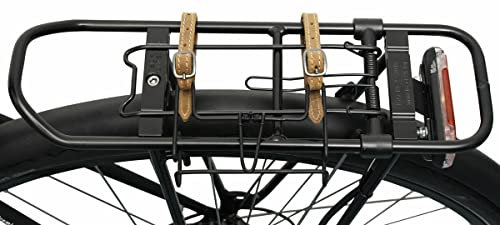 Gusti Taschenhalter Leder - Philippe T. Fahrradtaschen Halterung Gepäckträger mit Lederriemen Braun Leder