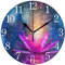 AABAO Indien Lotus Rose Étincelle Zen Horloge Murale Rond, Peinture à l'huile Silent Non Ticking pour Chambre Salon Bureau École Décor À La Maison