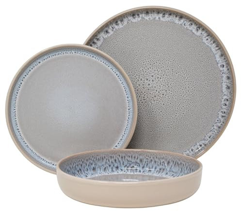 NAMAI - Servizio Piatti 6 Persone - Porcellana - Adatti In Lavastoviglie e Microonde - Servizio Piatti Moderni - Set Piatti 18 Pezzi - Piatti Moderni Particolari (Set Piatti 18 pz)