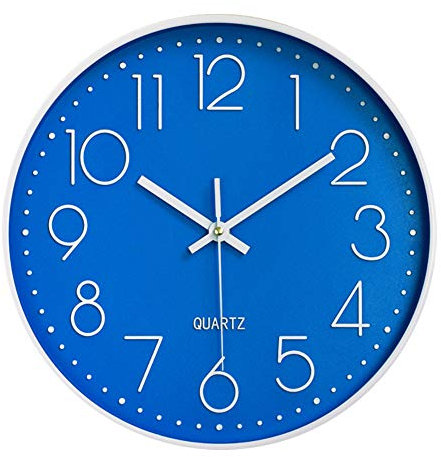 Taodyans Moderno Orologio da Parete Silenzioso Orologio da Cucina Quarzo da 30 cm (Blu)