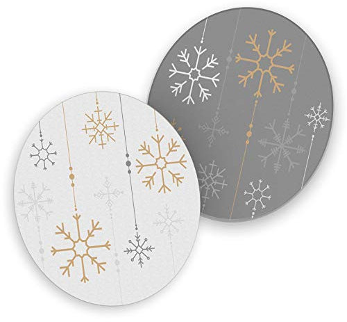 itenga 40x Bierdeckel Weihnachten I Untersetzer aus Pappe I Schneeflocken I Gold Grau Weiß I rund, Ø 10,7 cm I Winter Advent