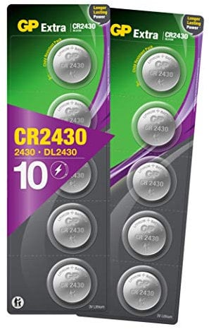 CR2430 Battery 3V Lithium Pack of 10 Batteries by GP Batteries Type CR2430 Cell Size Super Alkaline Extra Batteries ideal for: Toys/Radio's/Garden equipment