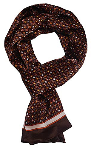 UK_Stone Halstuch Herren 100% Seide Schal Vintage Pattern Seidenschal Herrenschal, (Vintage Blumen Pattern #3 Braun)