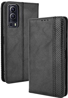GOGME Leder Hülle für VIVO Y72 5G, Premium PU/TPU Leder Folio Hülle Schutzhülle Handyhülle, Flip Case Klapphülle Lederhülle mit Standfunktion & Kartensteckplätzen, Schwarz