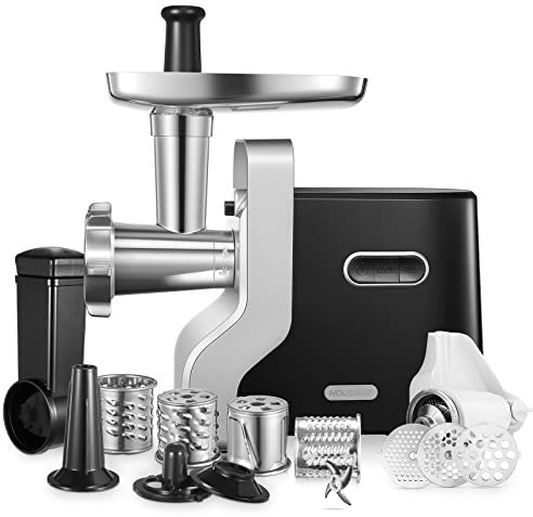 Meat Grinder Heavy Duty, 3000W Max Ultra Powerful, 5 in 1 HOUSNAT Multifunction Electric Meat Grinder, Sausage Stuffer, Slicer/Shredder/Grater, Kubbe & Tomato Juicing Kits, Home Kitchen Use