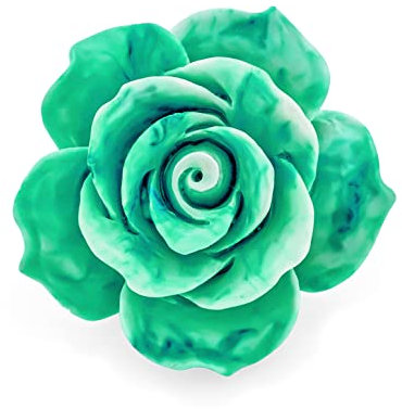 Énoncé De Mode Romantique Broche Épingle Grande Rose Fleur Florale Verte En Fleur Sculptée En 3D Pour Femmes Adolescentes