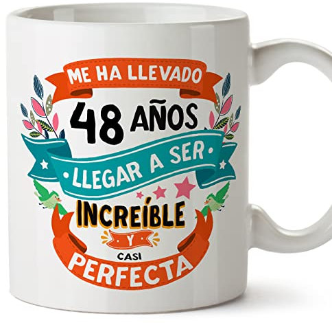 MUGFFINS Tazas 48 Cumpleaños - En Español - Me ha llevado 48 años llegar a ser increíble - 11 oz - Regalo original y divertido
