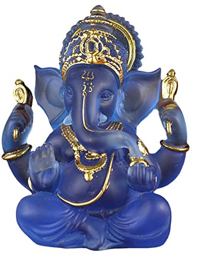 Baoblaze Ganesha Elefant Gott Statue Harz handgefertigte Skulptur Buddha Figur Dekoration für Heimdekoration Handwerk Geschenke - Blau