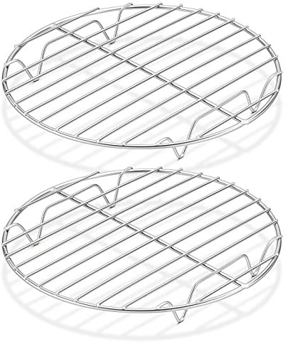 Herogo Lot de 2 grilles de refroidissement rondes en acier inoxydable pour four et lave-vaisselle, antirouille et bord lisse, passe au four et au lave-vaisselle, métal argenté (23 cm)