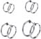 YATEICBC 4 Paare Edelstahl Creolen Ohrringe Kleine Knorpel Hoop Ohrringe Nase Lippen Ringe für Männer und Damen，12mm,14mm,16mm,18mm