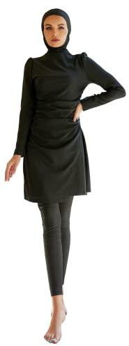 Greatfool Burkini Damen Muslim - Muslimische Badeanzug 3-teilig Mit Bescheidener und Vollständiger Bedeckung - Borkini Mit Hijab - M