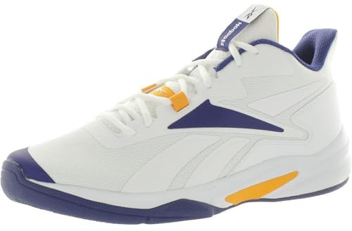 Reebok Scarpe da basket da uomo More Buckets, bianco/viola intenso/oro collegiale, 6.5