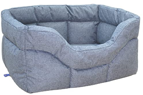 P & L Superior Pet Beds Country Dog Heavy Duty Rectangular Waterproof Charcoal Softee Dog Bed Large Internal L75cm X W60 cm X H27cm / Base Cushion 8cm thickness