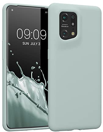 kwmobile Hülle kompatibel mit Oppo Find X5 (5G) Hülle - Silikon Handy Case - Handyhülle weiche Oberfläche - kabelloses Laden - Cool Mint