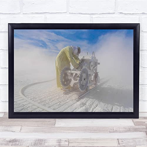 Fingerprint Designs sand duster landscape view engineer worker Wall Art Print