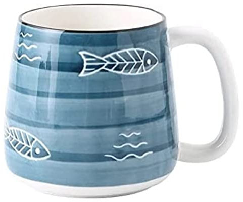 FülleMore Kaffeetasse Lustige Teetasse Kaffee Becher aus Keramik 400ml Trinkbecher Kaffeepott mit Henkel Bürotasse für Kaffee Cappuccino Heißgetränk (E)