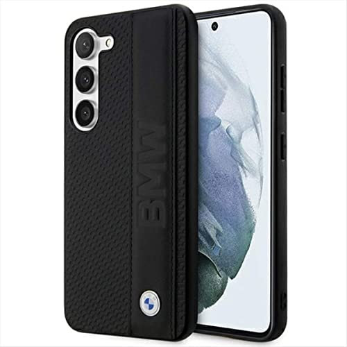 Hülle BMW BMHCS23M22RDPK S23+ S916 schwarz hardcase Leather Textured & Stripe