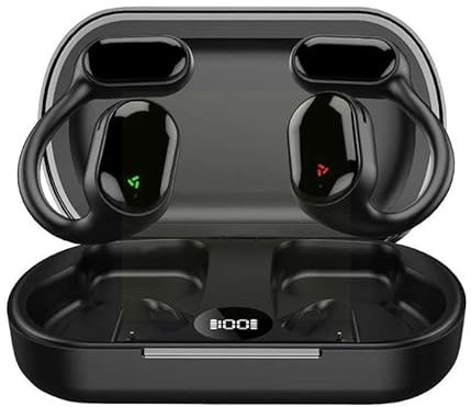Bluetooth 5.3 Kopfhörer Open Ear Clip-on HD Stereo Geräuschunterdrückung Berührungssteuerung Mikrofon LED Leistungsanzeige IPX5 Wasserdicht mit Ladebox für Sport Radfahren Fitnessstudio Fahren Laufen