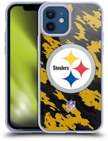 Head Case Designs Licenciado Oficialmente NFL Camou Logotipo de Pittsburgh Steelers Caso Funda de Gel Suave Compatible con Apple iPhone 12 / iPhone 12 Pro