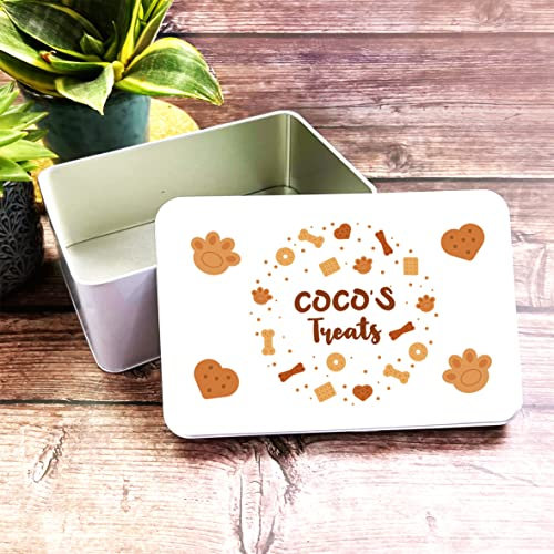 Fingerprint Designs Dog Biscuits Rectangle Personalised Dog Treat Biscuit Tin