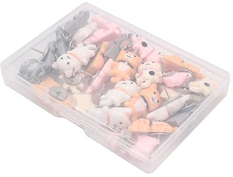 VOANZO 30 STÜCKE Katzen Pinnnadeln für Korktafel Dekorative Pinnnadeln Katze Reißnägel für Pinnwand Wand Büro Schule Heimgebrauch (6 Farben)