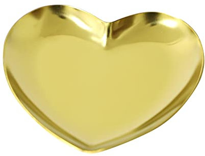 Dekoratives Tablett aus Edelstahl, Schmuckschale, Kosmetik-Organizer, Badezimmer, Unordnung, Servierplatte, kleine Ablage, oval Teller Halterung Wohnmobil (Gold, One Size)