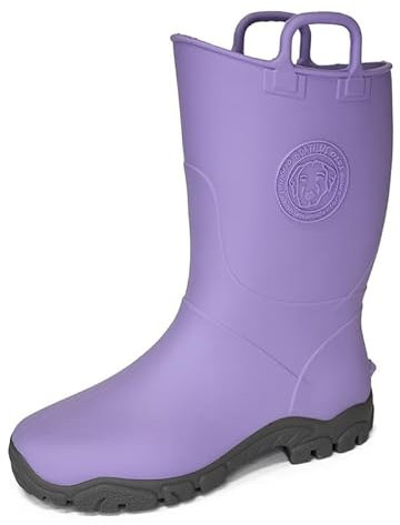 Boatilus Ducky Megol Stivali Antipioggia Bambini, Galosce, Stivali da Giardino - 100% Impermeabili, in Gomma Profumata, antiscivolo - Lilla/Grigio - Taglia 24/25