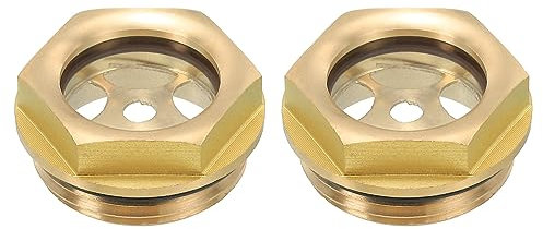 PATIKIL Aria Compressore Olio Mirino Vetro, 2pz G 1 Maschio Filetto Ottone Olio Liquido Livello Indicatore Aria Compressore Parti con O-ring