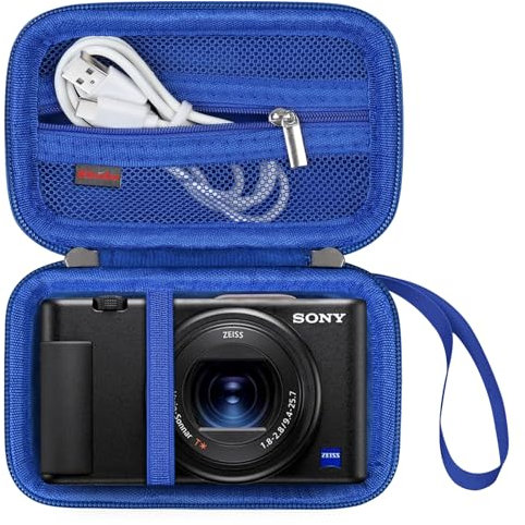 Elonbo Carrying Case for Sony ZV-1 / ZV-1F / ZV-1 II Digital Camera, 4K Video Streaming Camera Hard Travel Storage Cover Bag Organizer Holder, Mesh Pocket fits Battery Charger Memory Card. Blue