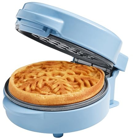 Bestron Mini-Waffeleisen mit Schneeflocken-Muster, kleiner Waffelmaker mit Antihaftbeschichtung, für Kindergeburtstage, Familienfeiern, Ostern oder Weihnachten, Retro Design, 550 Watt, Farbe: Blau