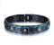 PJ JEWELLERY 2-Ton Schwarz Und Blau Edelstahl Satanic Cross graviert Brimstone Leviathan Link Armband Occult Luciferian Lucifer Armband Für Herren Und Jungen