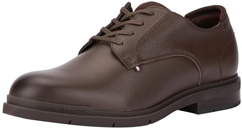 Tommy Hilfiger Chaussures Derby Homme Flexible Leather en Cuir Grain Fin, Marron (Cocoa), 42