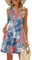 VEUNCOS Strandkleid Cover Up für Frauen Kurze Boho Sommerkleider mit Taschen,Orange Druck XL