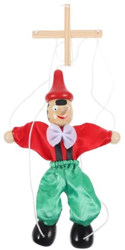 HEMOTON Handpuppe mit Faden aus Holz – Interaktives Spielzeug für Kinder, Puppenshow, handgefertigtes Handwerk, Dekoration und Sammlung, 24 cm