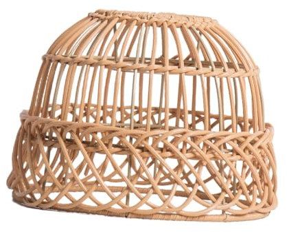 AWHAO Retro-Hängelampenschirm Geflochtener Rattan Hängelampenschirm Deckenleuchte Kronleuchter Abdeckung für Hotel Home Küche Wohnzimmer, Stil C