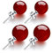 Hmzidz 2 Paare Damen Ohrstecker mit Rote Onyx,Runde Kugel Ohrstecker,Kleine Ohrstecker Silber 925,Karneol Ohrringe,Piercing Ohrringe,Modeschmuck Ohrringe für Freundin,Schöne Ohrringe Set