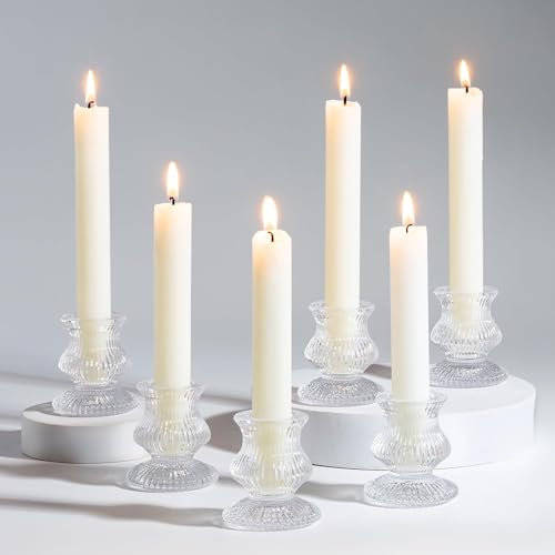 Romadedi Chandelier Bougeoir Verre Transparent - Lot de 20 Petite Bougeoir Decoratif Mariage Noel Decoration Maison, Supports pour Bougies Coniques Centre de Table Salon Chambre