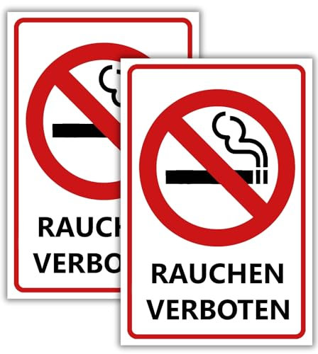 2 Stück (30 x 20 cm) - Rauchen verboten schild - rauchverbot schild - stabil aus PVC Hartschaum Platte - 3 mm stark - mit UV-Schutz und witterungsbeständig