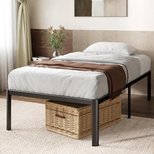 ZINUS Van 16 Inch Metal Platform Bed, Steel Slat Support, No Box Spring Needed, Eco Friendly WonderBox Packaging, Easy Assembly, Black, Twin