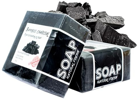 KYSUN Sapone Fatto a Mano, 2 Pezzi Sapone Naturale, Sapone Nero Sapone Al Carbone Di Bambù, Sapone Al Carbone Attivo, Sapone da Doccia Vegano Mani Viso e Corpo per Tutti I Tipi di Pelle