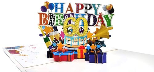 scicent Geburtstagskarte 60 Pop Up Grußkarten Geburtstag Lustige Geburtstagskarten mit Umschlag Geburtstagsgeschenke für Ihre Familie Freunde und Liebhaber Special - 23109
