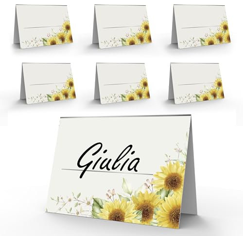 50 segnaposto Girasole prima comunione Bambino Bambina - 50 Segna Posto Battesimo Eleganti per Tavolo Originali - Segnaposti Decorazioni Cerimonia e Feste - Segnatavolo Cresima
