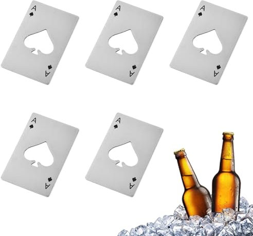 5Pcs Unqiue Poker Bottle Opener Rust Resistance Credit Card Bottle Openers Durable Beer Caps Cans Openers for Wallet Beer Bottles
